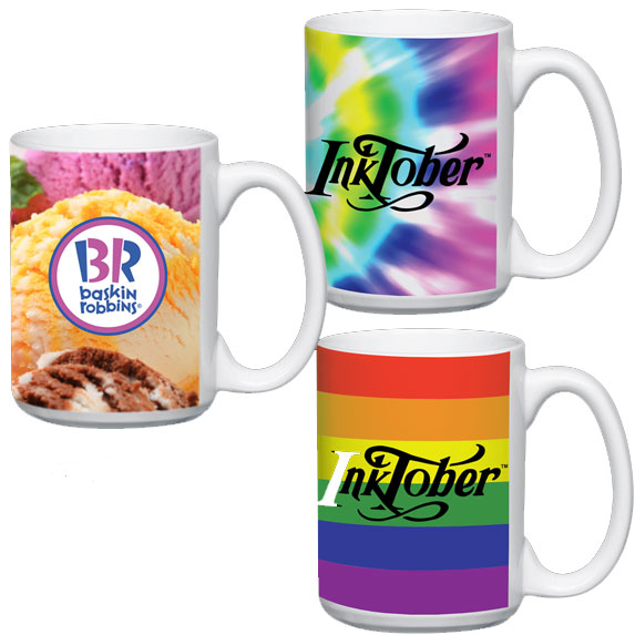 Full-Color 15 oz. White Ceramic Mug - Mugs Drinkware