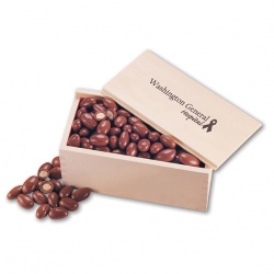Chocolate Almonds in a Wood Box