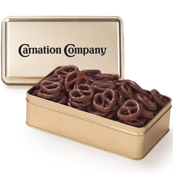 Chocolate Covered Pretzels Tin - Food, Candy & Drink