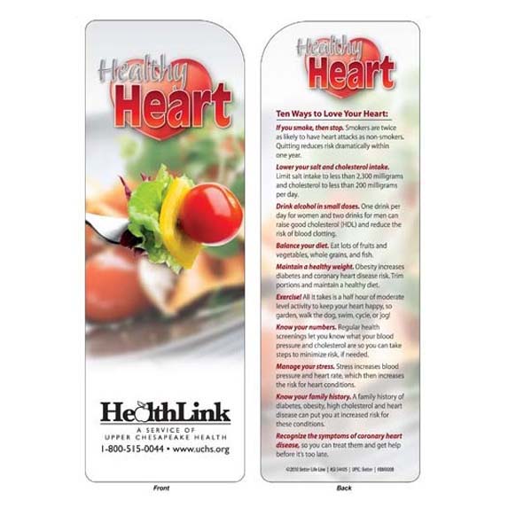 Healthy Heart Bookmark - Health Care & Safety Fitness Products