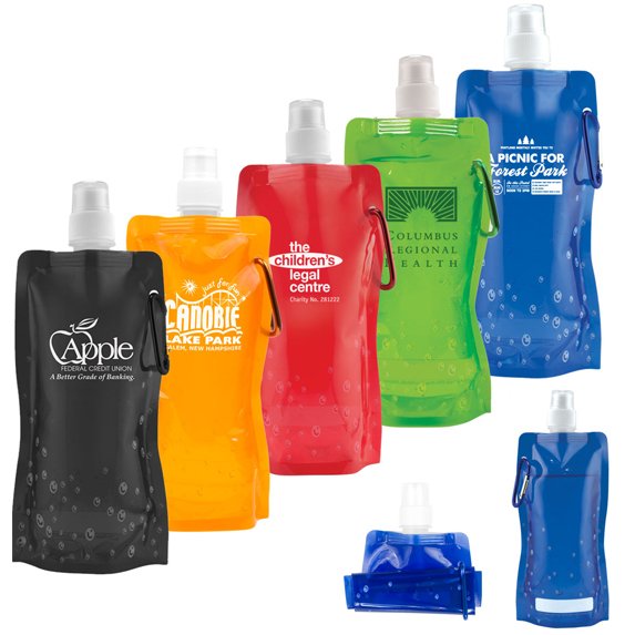 Collapsible Water Bottle and Carabiner  - Mugs Drinkware