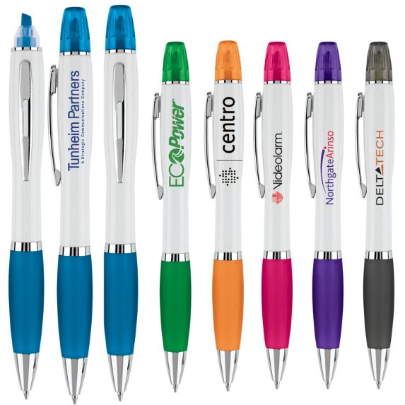 Curve Ballpoint Pen & Highlighter - Pens Pencils Markers