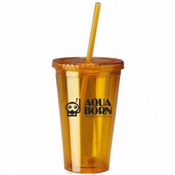 16 Oz. Insulated Acrylic Tumbler with Matching Straw