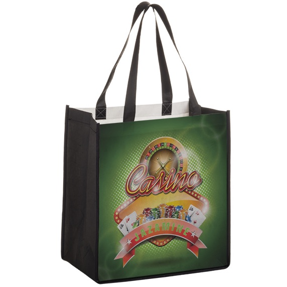 12" x 8" x 13" P.E.T. Non-Woven Full Color Grocery Bag - Bags