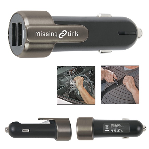 Dual Car Charger With Escape Tool - Tools Knives Flashlights
