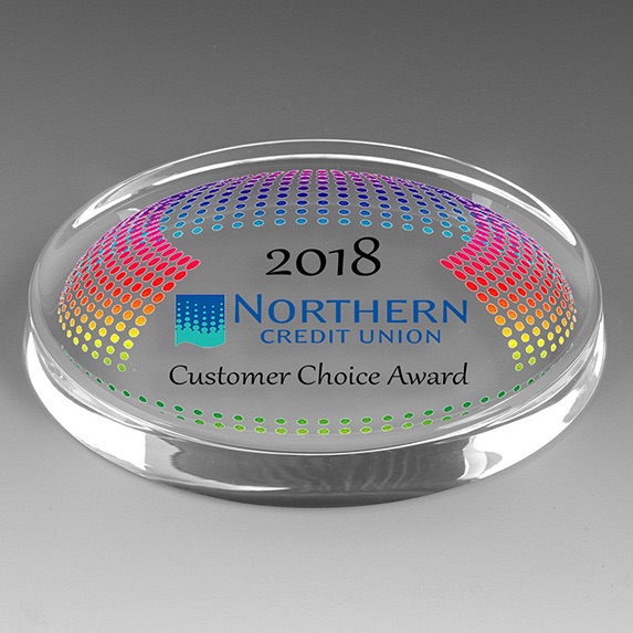 Oval Glass Award Paperweight - Awards Motivation Gifts