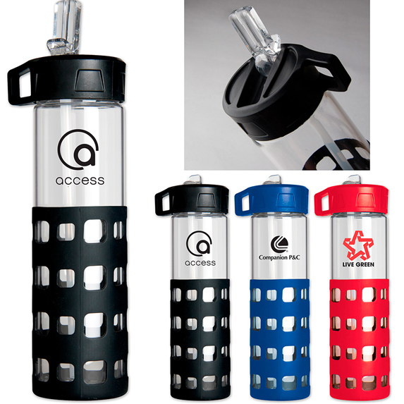 Sip-N-Go Glass Water Bottle - 20 Oz. - Mugs Drinkware