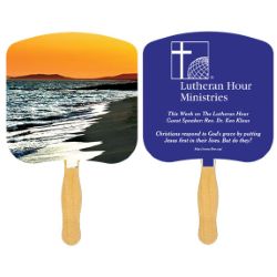 Religious Sandwich Hand Fan with Spot Color on Second Side