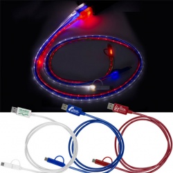 3-in-1 LED Lighted Cell Phone Charging Cable with Type C Adapter