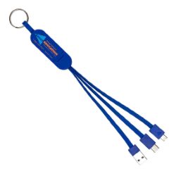3-in-1 Charging Cable with Type C Adapter and Keyring