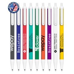 Colored Click Pens with White Trim