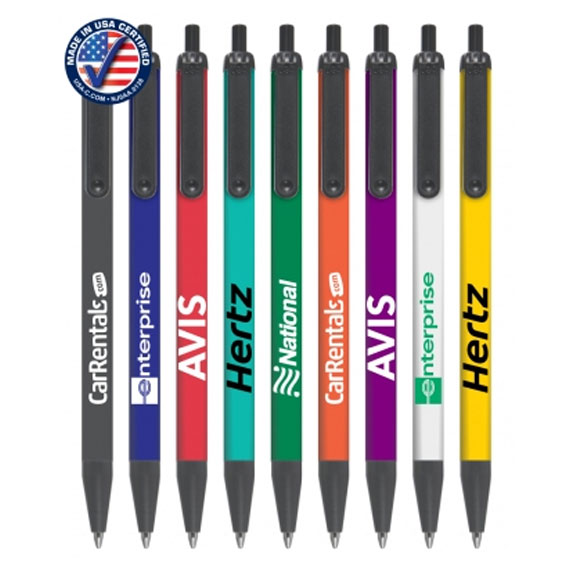 Colored Click Pens with Black Trim - Pens Pencils Markers