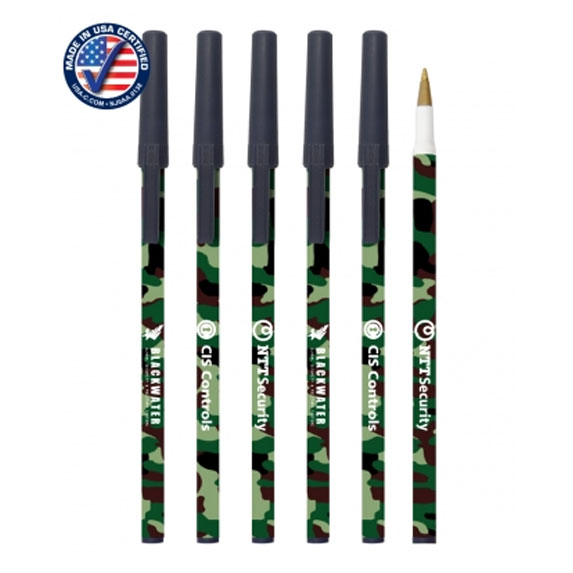 Woodland Camo Stick Pen with Cap - Pens Pencils Markers