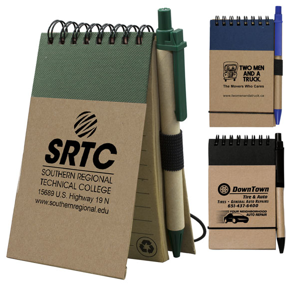 Recycled Jotter with Matching Color Recycled Paper Pen - Padfolios, Journals & Jotters
